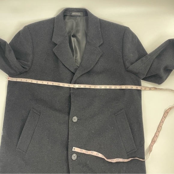 Di Silver Vtg Men's Cashmere Blend Charcoal Black Long Overcoat Sz 44 Reg EUC - Picture 5 of 14